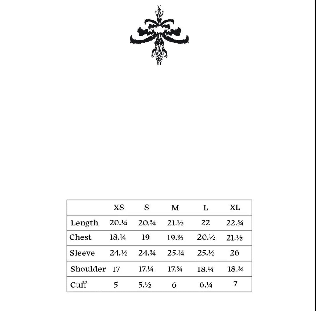 BEFORETHEFALL BLUE DENIM JACKET size guide