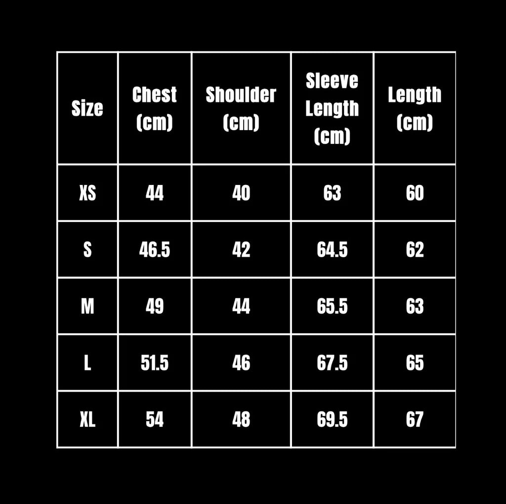 BEFORETHEFALL PYTHON RIDERS JACKET size guide